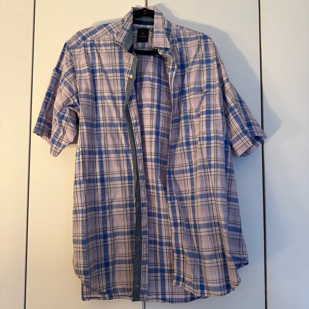 Make an offer! Tailorbyrd Men's Casual Blue, Purple, White Plaid Shirt size XL